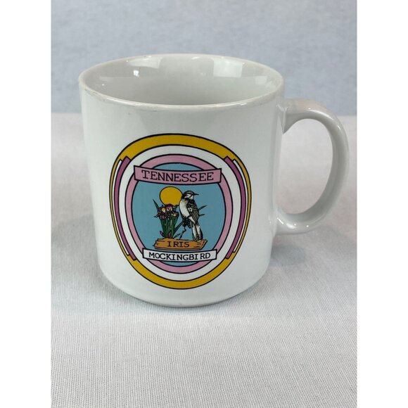 Vintage Tennessee State Souvenier Mug Iris & Mockingbird Ceramic - Picture 1 of 9